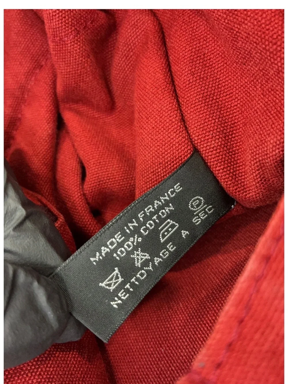 Hermes Burgundy Canvas Tote with Dark Stripe Accents